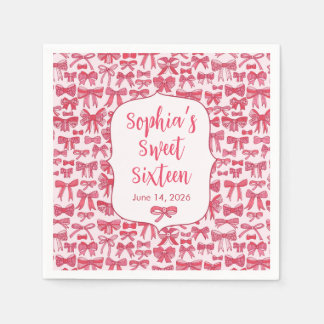 Serviette En Papier Serviettes de fête à ruban rose Coquette