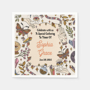 Serviette En Papier Serviettes de fête célestes boho mystiques