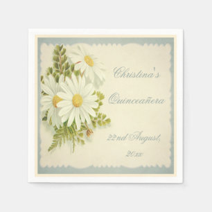Serviette En Papier Serviettes de fête Chic Vintage Daisies Quinceañer