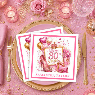 Serviette En Papier Serviettes de fête d'anniversaire 30 ans en or ros