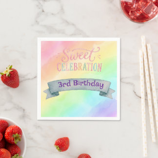 Serviette En Papier Serviettes de fête d'anniversaire Candyland arc-en