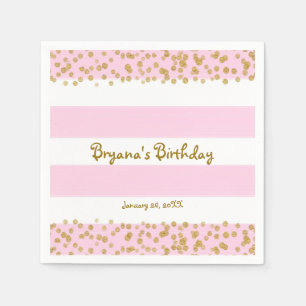 Serviette En Papier Serviettes de fête d'anniversaire confettis rose b