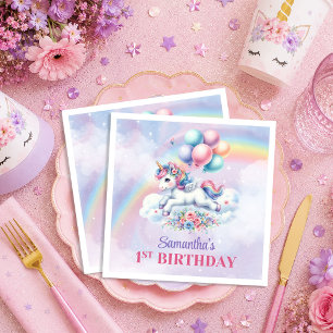 Serviette En Papier Serviettes de fête d'anniversaire de fille licorne