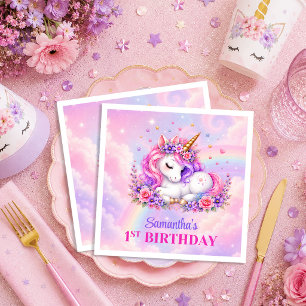 Serviette En Papier Serviettes de fête d'anniversaire de fille Licorne