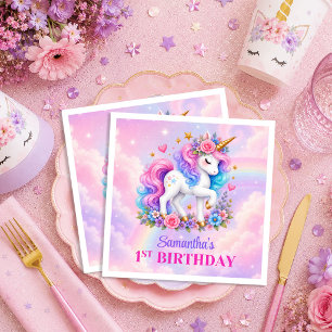 Serviette En Papier Serviettes de fête d'anniversaire de fille licorne