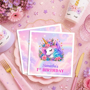 Serviette En Papier Serviettes de fête d'anniversaire de fille Licorne