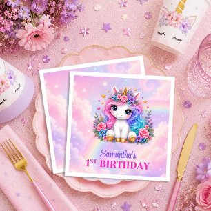 Serviette En Papier Serviettes de fête d'anniversaire de fille licorne