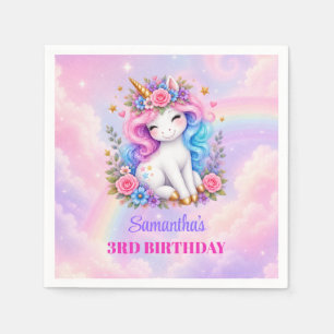Serviette En Papier Serviettes de fête d'anniversaire de fille licorne