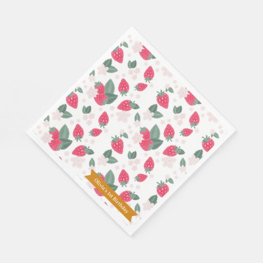 Serviette En Papier Serviettes de fête d'anniversaire de fraises - Ber (Coin)
