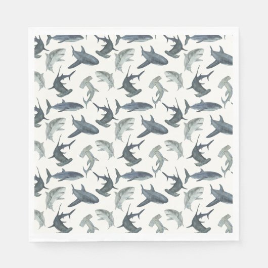 Serviette En Papier Serviettes de fête d'anniversaire de requin | Beac (Devant)