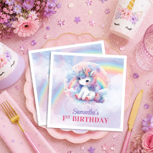 Serviette En Papier Serviettes de fête d'anniversaire fille couleurs p
