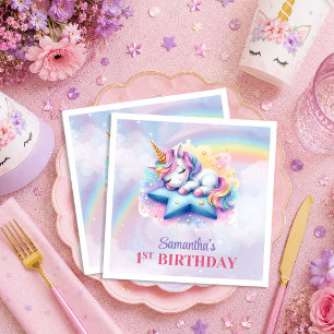 Serviette En Papier Serviettes de fête d'anniversaire fille licorne ro