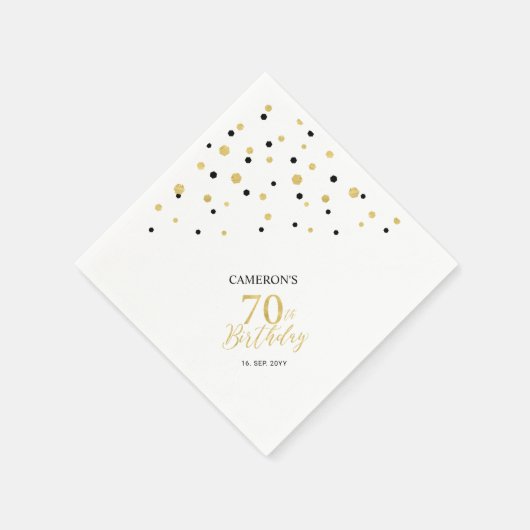 Serviette En Papier Serviettes de fête d'anniversaire Gold & Black 70t (Coin)