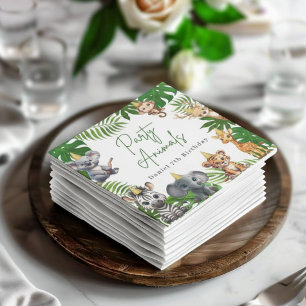 Serviette En Papier Serviettes de fête d'anniversaire Jungle Safari