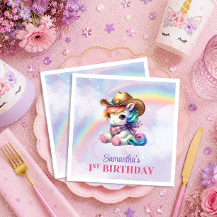 Serviette En Papier Serviettes de fête d'anniversaire Licorne Cowboy R