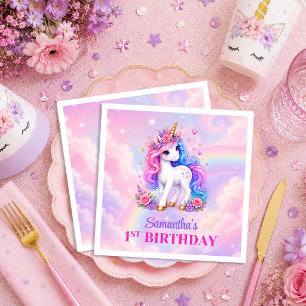 Serviette En Papier Serviettes de fête d'anniversaire Licorne Magique