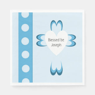 Serviette En Papier Serviettes de fête de baptême catholique bleu pour