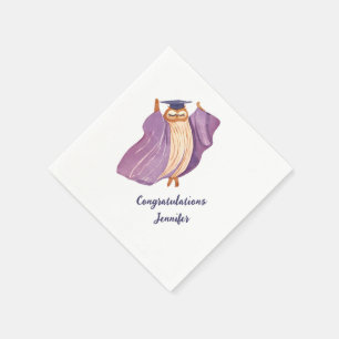 Serviette En Papier Serviettes de fête de fin d'études de chouette sag
