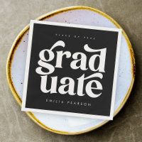 Serviettes de fête de fin d'études en noir avec un