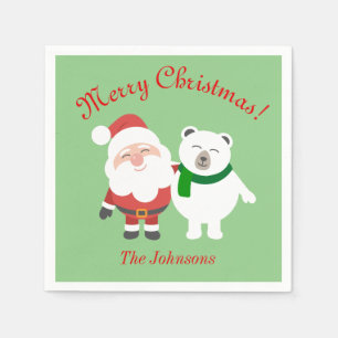 Serviette En Papier Serviettes de fête de Noël de Père Noël et d'ours