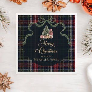 Serviette En Papier Serviettes de fête de Noël prépa tartan à carreaux