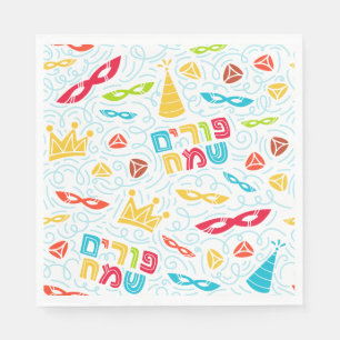 Serviette En Papier Serviettes de fête de Pourim colorées