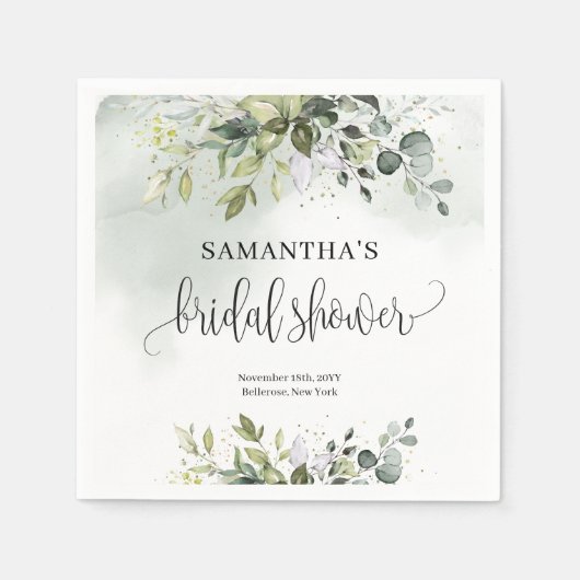 Serviette En Papier Serviettes de Fête des mariées en or Eucalyptus ve (Devant)