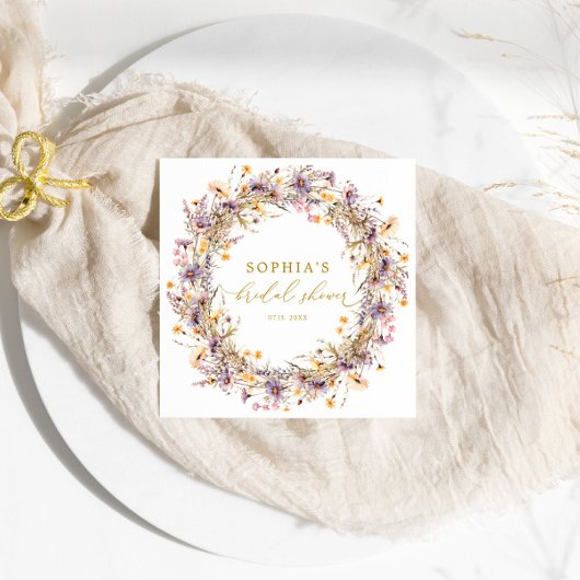 Serviette En Papier Serviettes de Fête des mariées violet Fleur sauvag