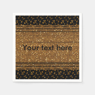 Serviette En Papier Serviettes de fête en glitter or brossé faux noir