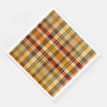 Serviettes de fête en papier à carreaux ton terre