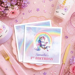 Serviette En Papier Serviettes de fête Licorne Pailletée Couleurs Past