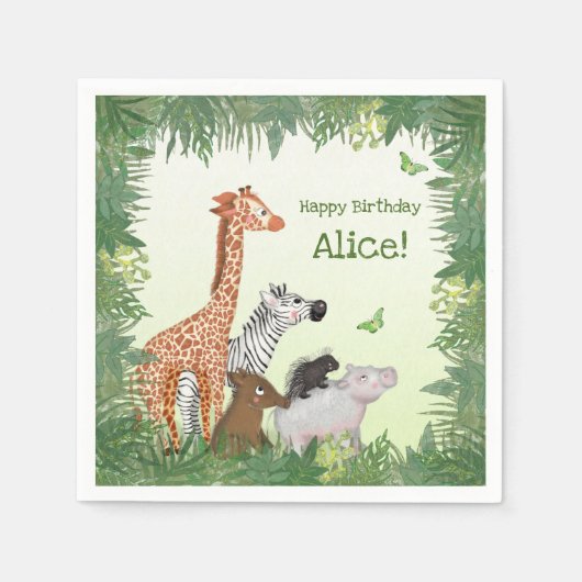 Serviette En Papier Serviettes de fête pour animaux Safari (Devant)