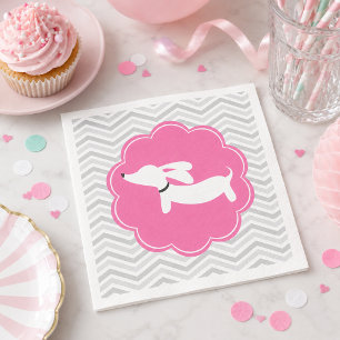 Serviette En Papier Serviettes de fête pour Baby Shower Dachshund Rose