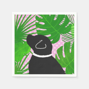 Serviette En Papier Serviettes de fête pour chien noir sur une île tro