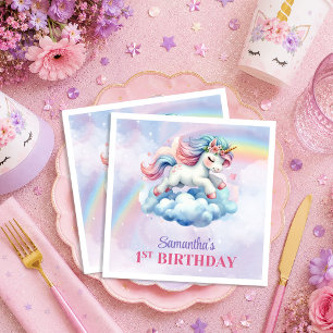 Serviette En Papier Serviettes de fête pour fille, licorne fantaisiste