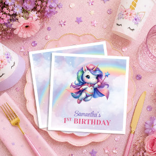 Serviette En Papier Serviettes de fête pour fille, Licorne magique jou
