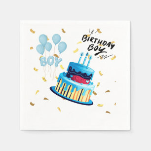 Serviette En Papier Serviettes de fête pour gâteau d'anniversaire garç