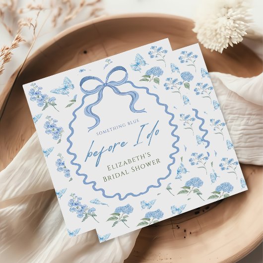 Serviette En Papier Serviettes de fête prénuptiale avec hydrangea bleu
