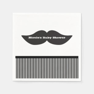 Serviette En Papier Serviettes de fête rayées noir et blanc Mustache B