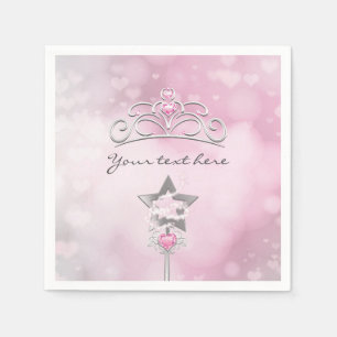 Serviette En Papier Serviettes de fête rose argentées avec baguette et