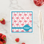 Serviette En Papier Serviettes de Flamant rose rose rétro personnalisé (En situation)