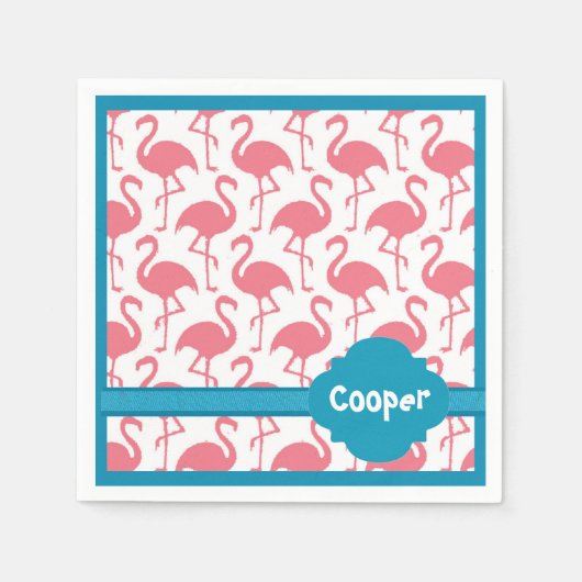 Serviette En Papier Serviettes de Flamant rose rose rétro personnalisé (Devant)