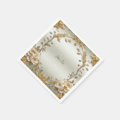 Serviette En Papier Serviettes de fleurs blanches dorées (Coin)