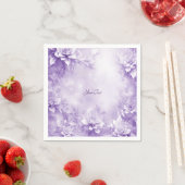 Serviette En Papier Serviettes de fleurs blanches violettes (En situation)