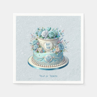 Serviette En Papier Serviettes de fleurs de gâteau bleu