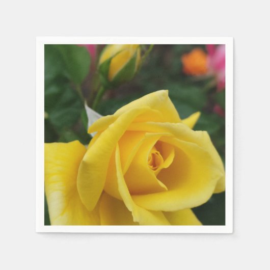 Serviette En Papier Serviettes de fleurs de rose jaune (Devant)