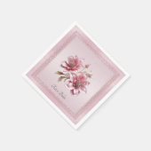 Serviette En Papier Serviettes de fleurs roses modernes (Coin)