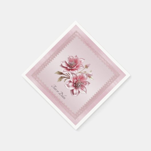 Serviette En Papier Serviettes de fleurs roses modernes (Coin)