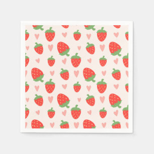 Serviette En Papier Serviettes de fraises et de coeurs