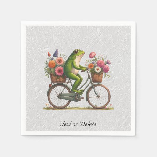 Serviette En Papier Serviettes de grenouille à bicyclette florales (Devant)